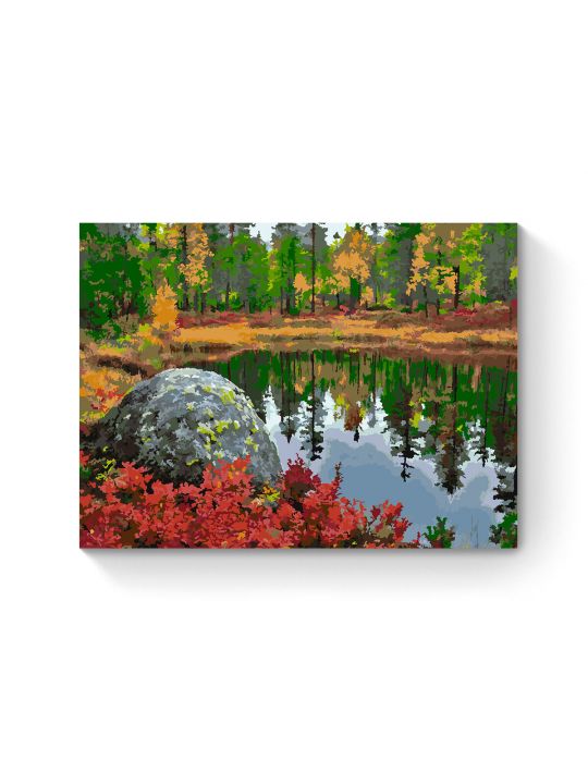 Картина по номерам на подрамнике «Осень Карелии» 90x70 см
