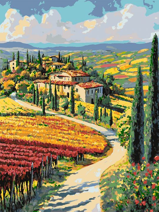 Картина по номерам без подрамника «Виды Тосканы» 80x60 см