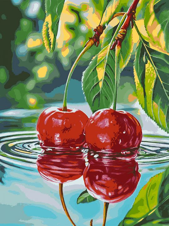 Картина по номерам без подрамника «Спелая вишня» 130x100 см