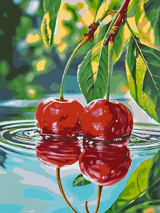 Картина по номерам без подрамника «Спелая вишня» 80x60 см