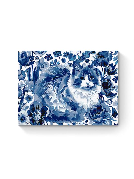 Картина по номерам на подрамнике «Кошка Гжель» 90x70 см