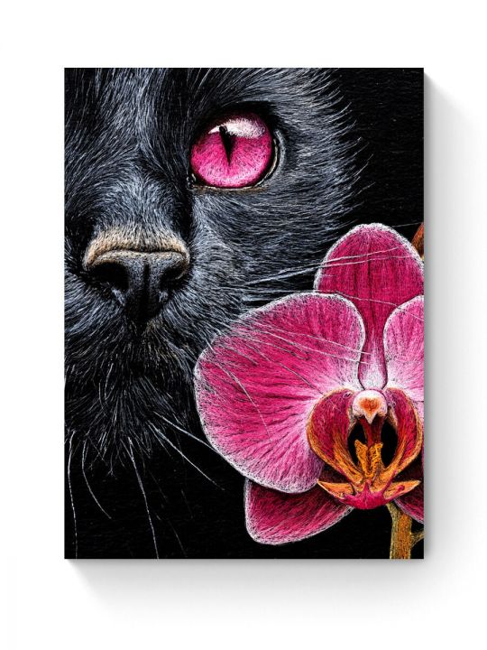 Алмазная мозаика на подрамнике «Черная кошка» 50x40 см