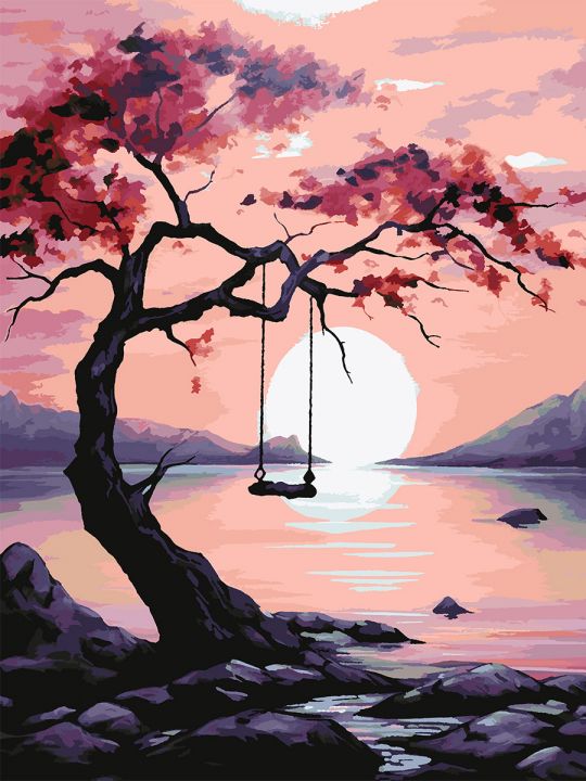 Картина по номерам без подрамника «Розовый закат» 130x100 см