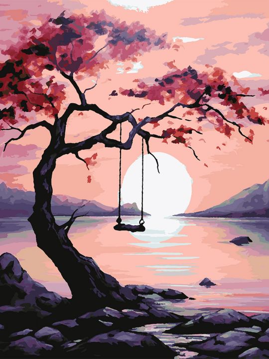 Картина по номерам без подрамника «Розовый закат» 80x60 см