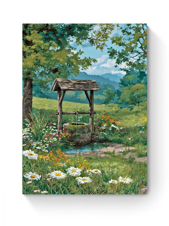 Алмазная мозаика на подрамнике «Старый колодец» 50x40 см