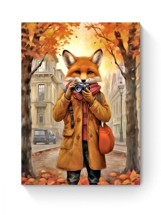 Алмазная мозаика на подрамнике «Лис-турист» 50x40 см