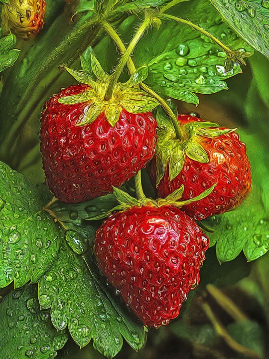 Алмазная мозаика без подрамника «Клубничка» 50x40 см, 50 цветов