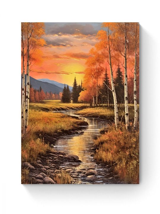 Алмазная мозаика на подрамнике «Осенний закат» 50x40 см