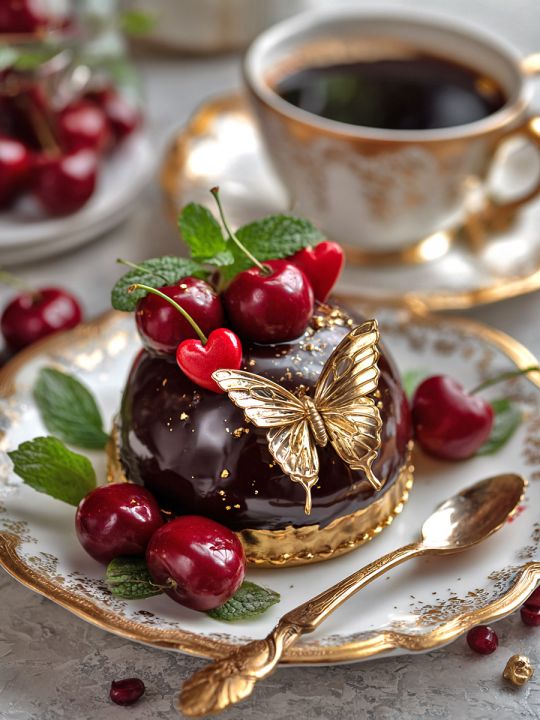 Алмазная мозаика без подрамника «Вишневый десерт» 130x100 см