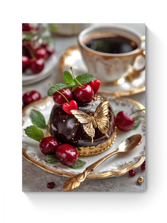 Алмазная мозаика на подрамнике «Вишневый десерт» 90x70 см