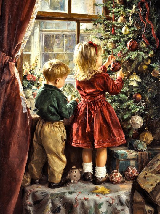 Алмазная мозаика без подрамника «Рождество» 40x30 см, 48 цветов