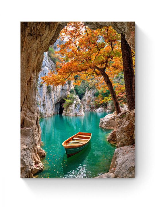 Алмазная мозаика на подрамнике «Озеро в горах» 70x50 см