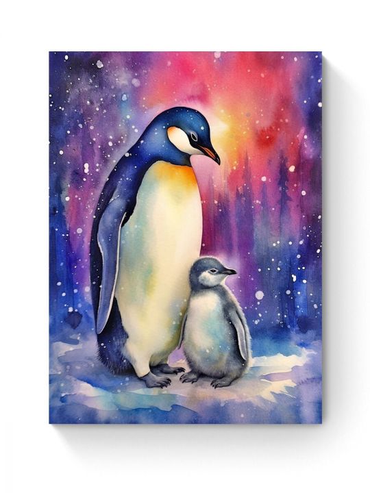 Алмазная мозаика на подрамнике «Пингвины» 90x70 см