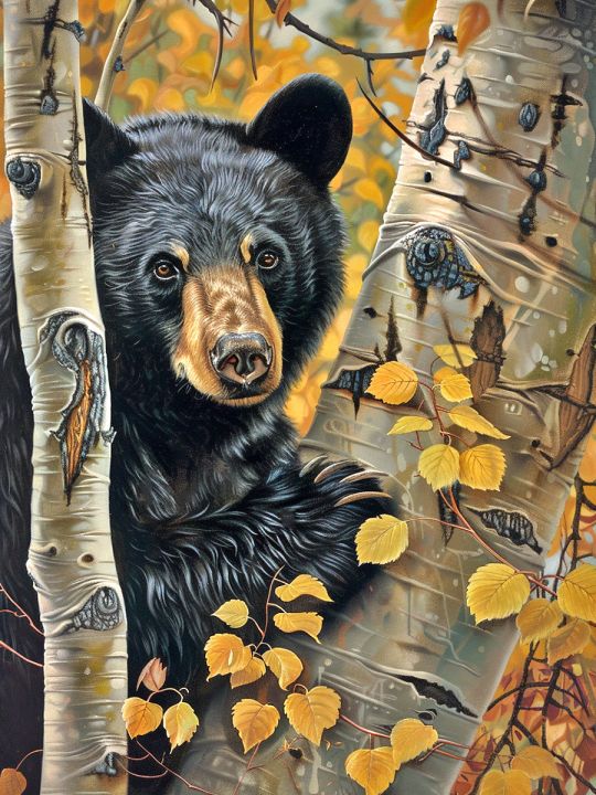 Алмазная мозаика без подрамника «Черный медведь» 50x40 см