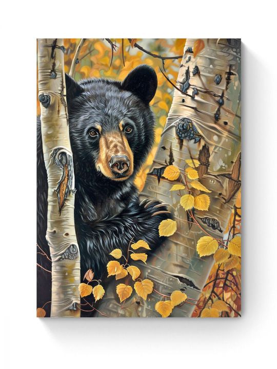 Алмазная мозаика на подрамнике «Черный медведь» 50x40 см