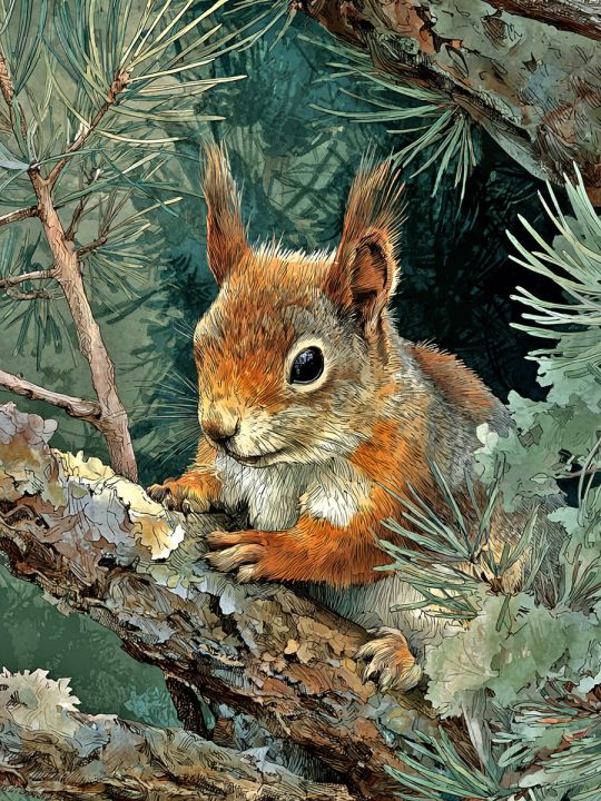 Алмазная мозаика без подрамника «Белочка» 40x30 см