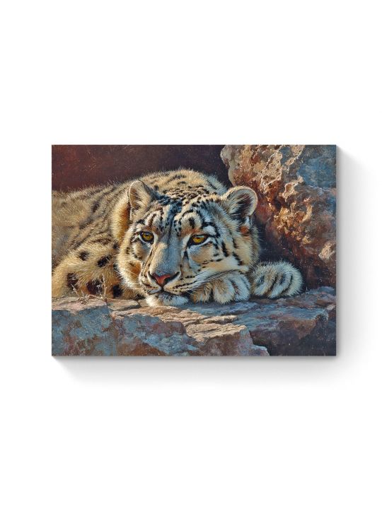 Алмазная мозаика на подрамнике «Снежный барс» 50x40 см