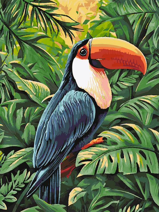 Картина по номерам без подрамника «Птица Тукан» 80x60 см