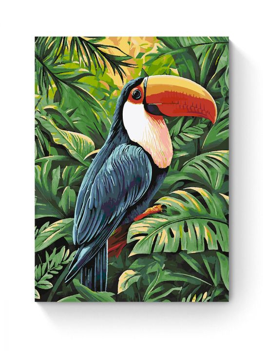 Картина по номерам на подрамнике «Птица Тукан» 90x70 см