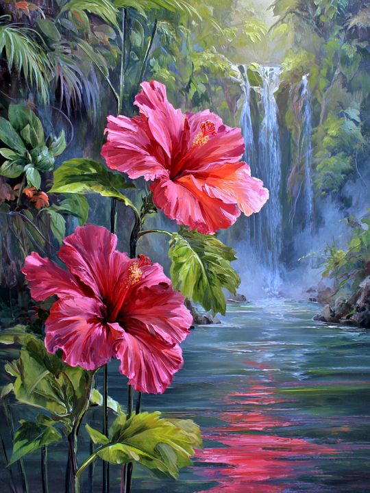 Алмазная мозаика без подрамника «Тропический рай» 130x100 см