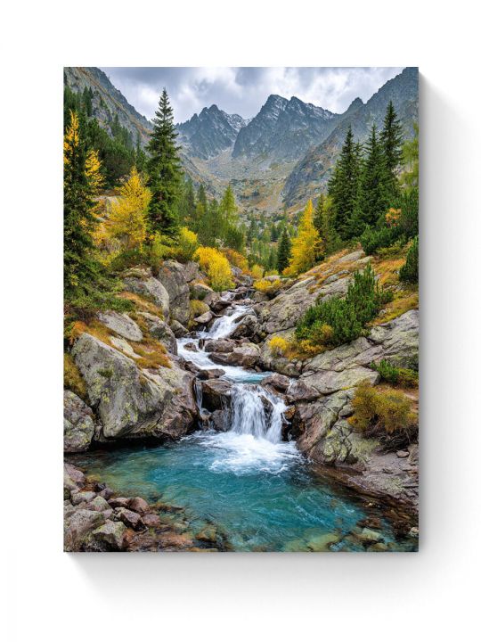 Алмазная мозаика на подрамнике «Горная река» 40x30 см, 50 цветов