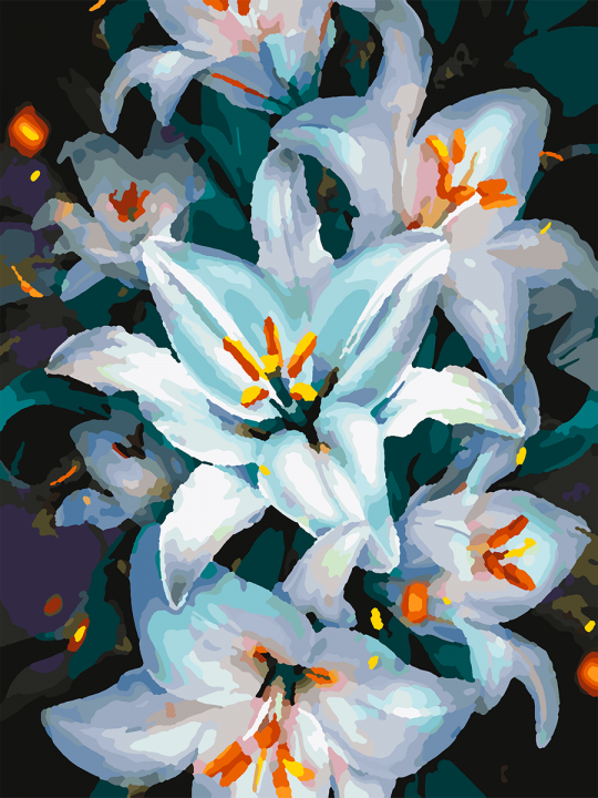 Картина по номерам без подрамника «Белые лилии» 25x20 см