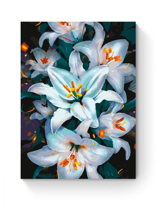 Картина по номерам на подрамнике «Белые лилии» 35x25 см