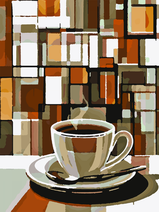 Картина по номерам без подрамника «Чашка кофе» 25x20 см