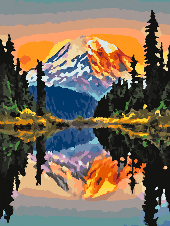 Картина по номерам без подрамника «Отражение гор» 25x20 см