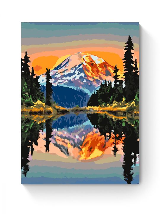 Картина по номерам на подрамнике «Отражение гор» 35x25 см