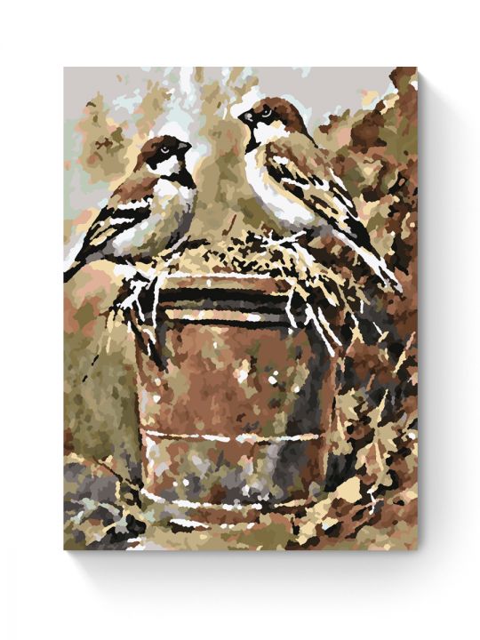 Картина по номерам на подрамнике «Воробьи» 25x20 см