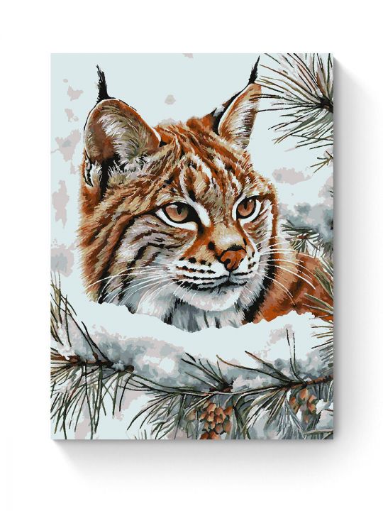 Картина по номерам на подрамнике «Рысь зимой» 90x70 см