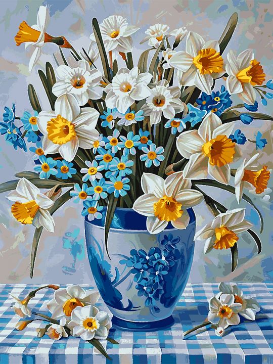 Картина по номерам без подрамника «Нарциссы» 130x100 см