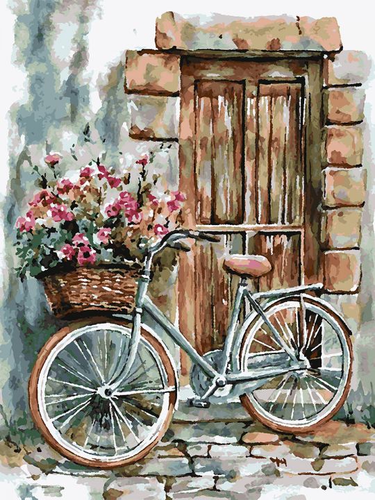 Картина по номерам без подрамника «Велосипед» 80x60 см