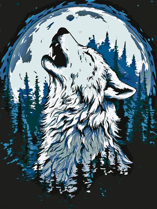 Картина по номерам без подрамника «Волчий вой» 90x70 см