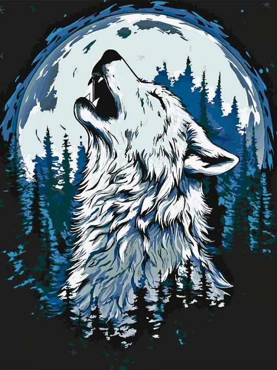 Картина по номерам без подрамника «Волчий вой» 130x100 см