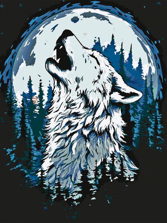 Картина по номерам без подрамника «Волчий вой» 80x60 см