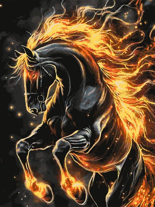 Картина по номерам без подрамника «Огненный конь» 130x100 см