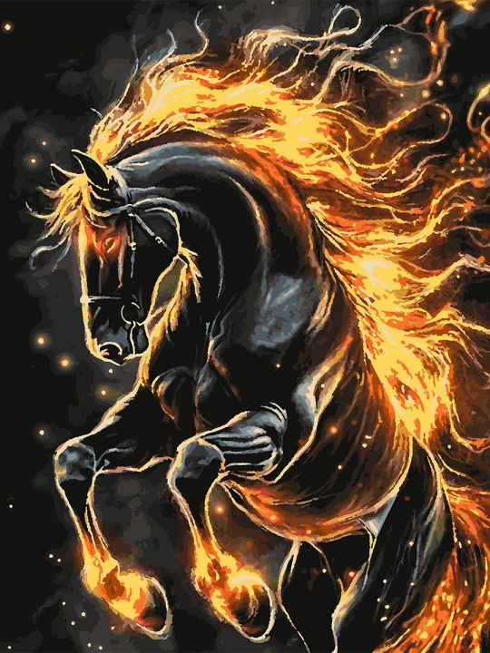 Картина по номерам без подрамника «Огненный конь» 80x60 см