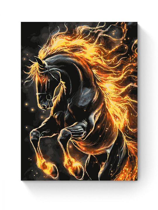 Картина по номерам на подрамнике «Огненный конь» 90x70 см