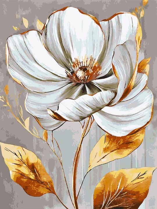 Картина по номерам без подрамника «Белый цветок» 130x100 см