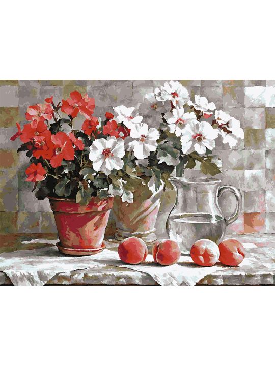 Картина по номерам без подрамника «Герань» 90x70 см