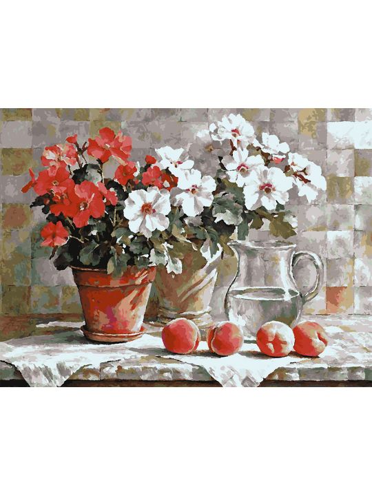 Картина по номерам без подрамника «Герань» 80x60 см