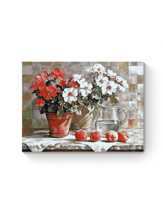 Картина по номерам на подрамнике «Герань» 80x60 см