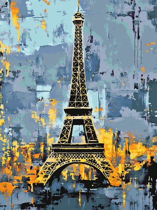 Картина по номерам без подрамника «Башня Парижа» 130x100 см