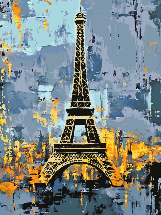 Картина по номерам без подрамника «Башня Парижа» 80x60 см