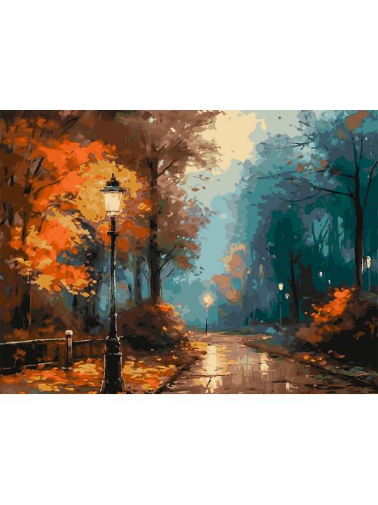 Картина по номерам без подрамника «Осенний парк» 80x60 см