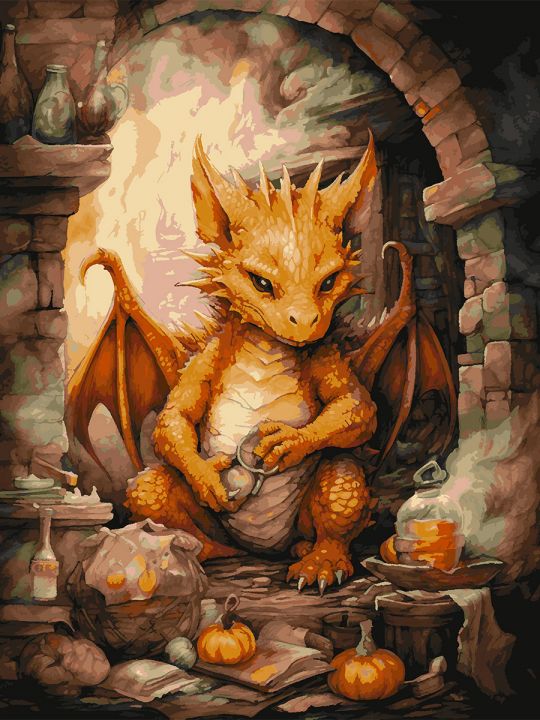 Картина по номерам без подрамника «Дракошка» 130x100 см