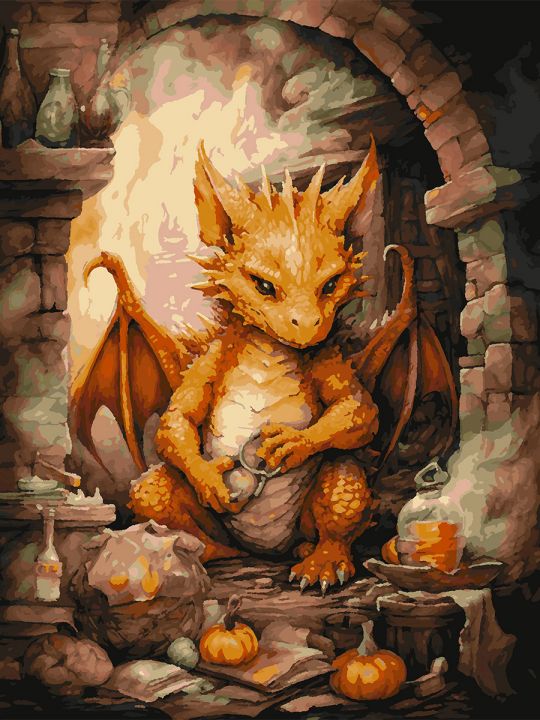 Картина по номерам без подрамника «Дракошка» 80x60 см