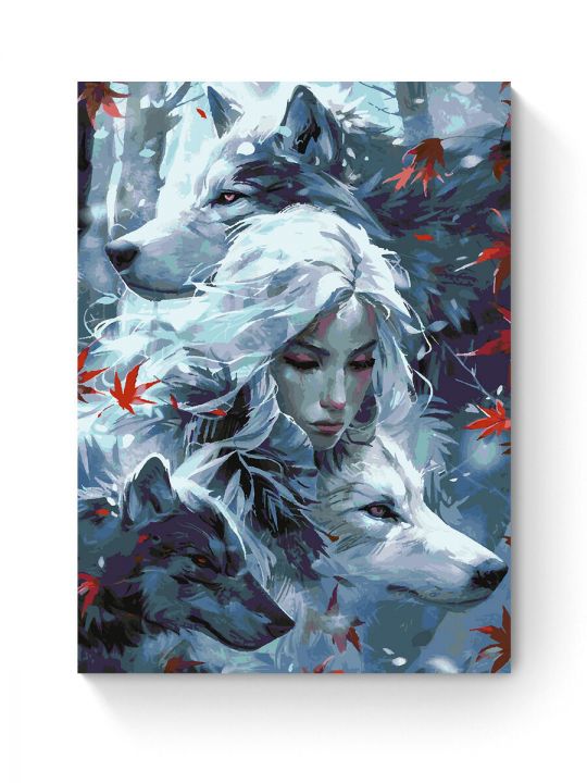 Картина по номерам на подрамнике «Волчья семья» 90x70 см
